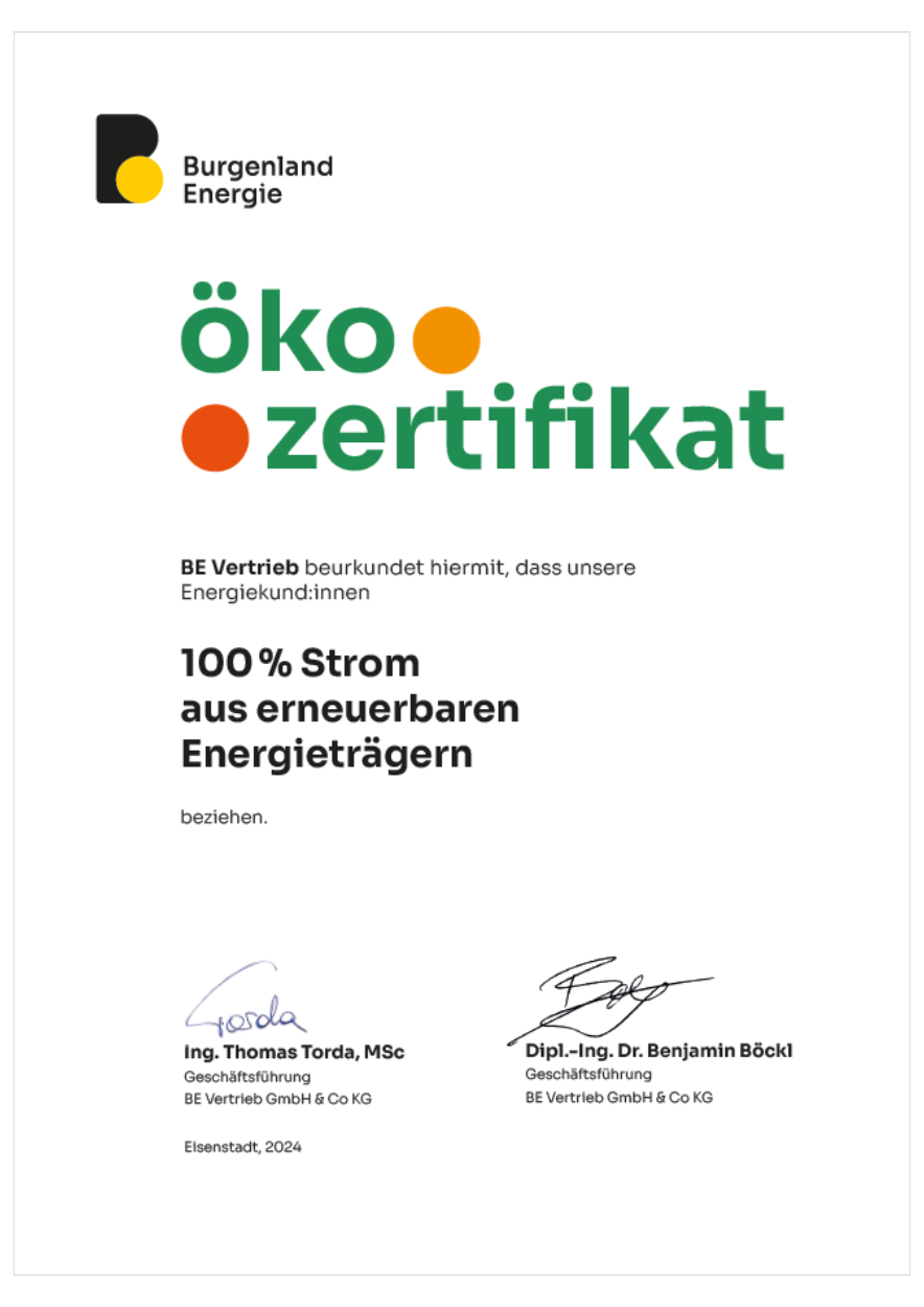 100% Renewable Energy Certificate